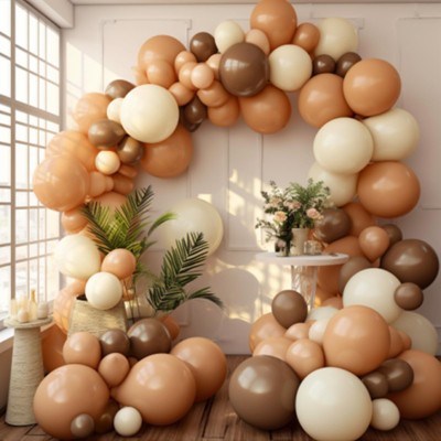 PartyWoo Balloons Boho Brown White Sand 18 12 10 5 Inch 140 pcs
