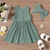 PATPAT Baby Toddler Girl Dresses Infant Sleeveless Summer Tank Button Dress Sundress Rib Knit with Headband - 3 of 4