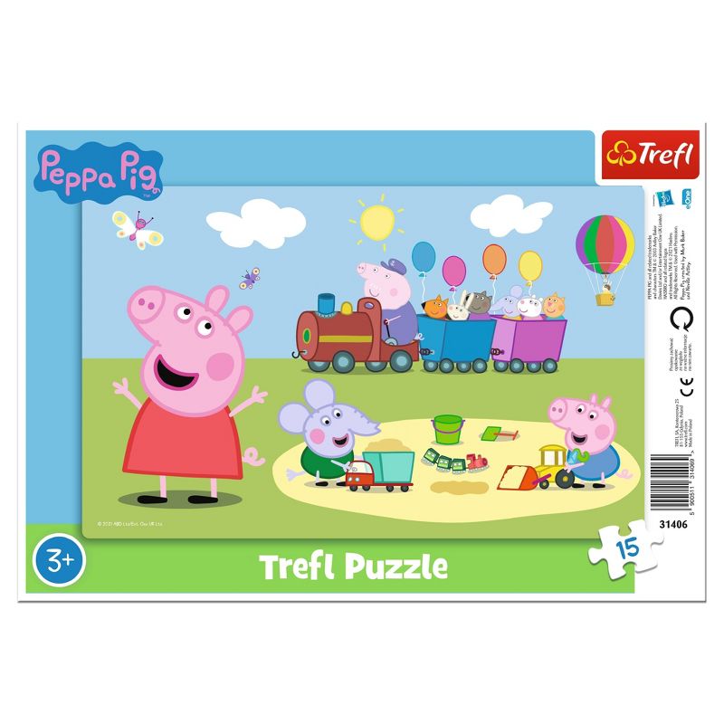 Trefl FramePeppa Happy Train Jigsaw Puzzle - 15pc: Toddler-Friendly, Creative Thinking, Animal Theme, Gender Neutral, 1 of 2