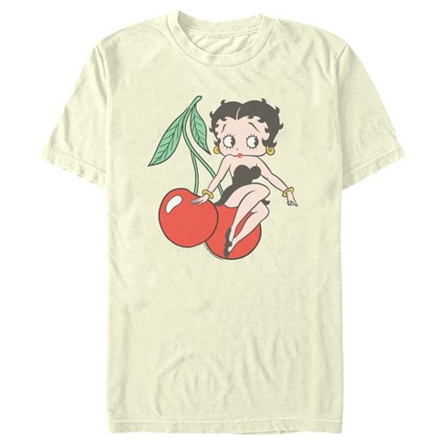 Men's Betty Boop Cherries Betty Distressed T-Shirt - Light Blue - 2X Large