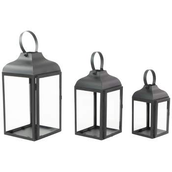 Northlight Set of 3 Black Traditional Style Candle Lanterns 12.75"