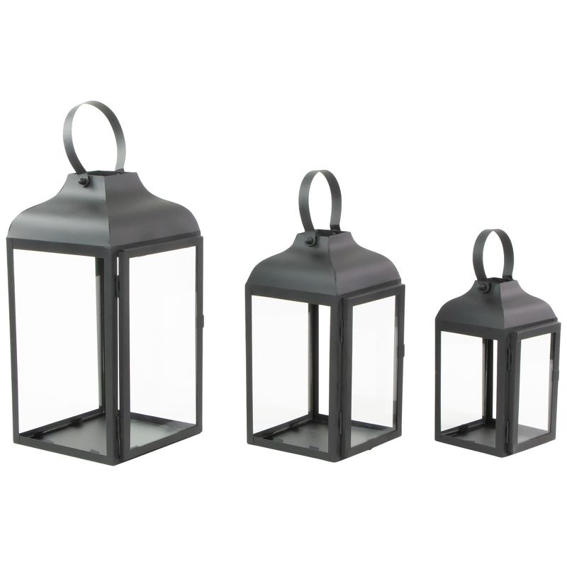 Northlight Set of 3 Black Traditional Style Candle Lanterns 12.75", 1 of 8
