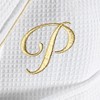 Linum Home Textiles Hotel 100% Turkish Cotton Waffle Terry Personalized White Bathrobe with Gold Satin Piped Trim in Gold Script Font - 2 of 2