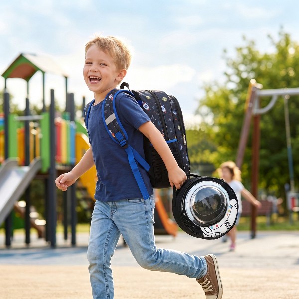 Mochila escolar Solaris Boy de 17" galaxia con lonchera aislada de astronauta, mochila 2 en 1 para niños 2