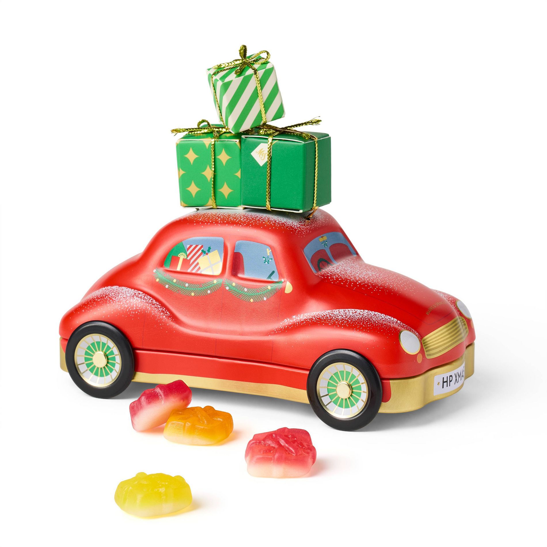 M&S Push Along Christmas Candy Car Tin with Jellies - 2.29oz