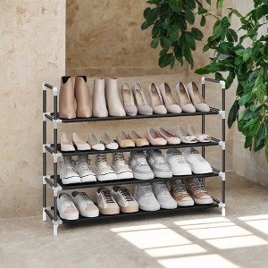 SONGMICS Shoe Rack with Shelves for Closet Entryway Shoe Organizer,Easy to Assemble Metal Shoe Storage Shelf,Black - 1 of 4