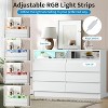 6 Drawer Dresser with Charging Station and LED Lights, Modern Chest of Drawers with Power Outlet - 2 of 4