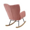 Gulches Pink Teddy Fabric Tufted Glider Rocking Chair, Metal Frame & Rubber Wood Legs, 300 lbs Capacity for Living Room & Bedroom - 3 of 4