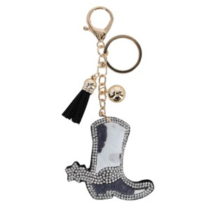 CTM Women's Sparkle Black and White Cowboy Boot Bag Charm - 1 of 3