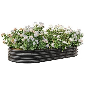 WELLFOR Metal Outdoor Garden Bed Black 44.68"x88.98" - 1 of 4