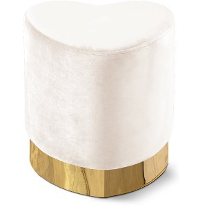 Meridian Furniture,Heart Velvet Ottoman/Stool - 1 of 4