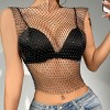 Women Rhinestone Mesh Body Chains Hollow Tank Tops Bikini Crop Top Party Body Jewelry Accessories - 3 of 4