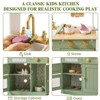 Robotime Dollhouses Wooden Pretend Play Kitchen Set Toy with Cutting Food Set, Toys Kitchen Gift for 3 To Up Kids, Green, 23"*11.7"*32" - 3 of 4