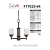 Sunset Lighting Somes Three Light Chandelier, Linen Glass, Provincial Bronze Finish - 2 of 4