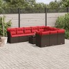 vidaXL 11 Piece Patio Sofa Set with Cushions - Brown and Red With Table - 2 of 4