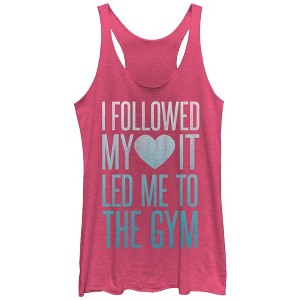 Women's CHIN UP I Followed My Heart to the Gym Racerback Tank Top - 1 of 3