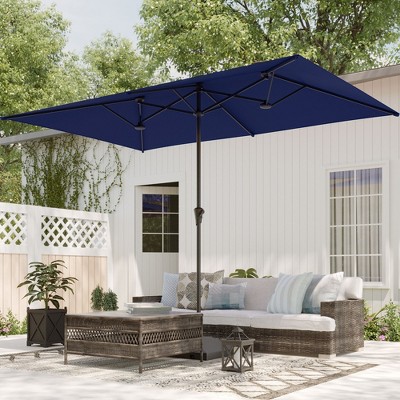 Sonkuki 11x7Ft Double-Sided Patio Umbrella with Large Canopy Outdoor Table Umbrella for Garden, deck and pool