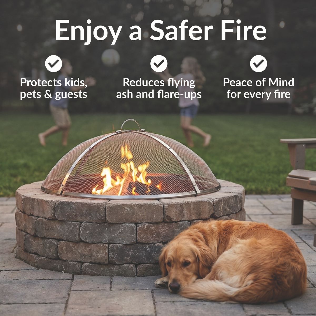 Sunnydaze Heavy-Duty Stainless Steel Mesh Round Fire Pit Spark Screen with Lifting Ring - thumbnail 6