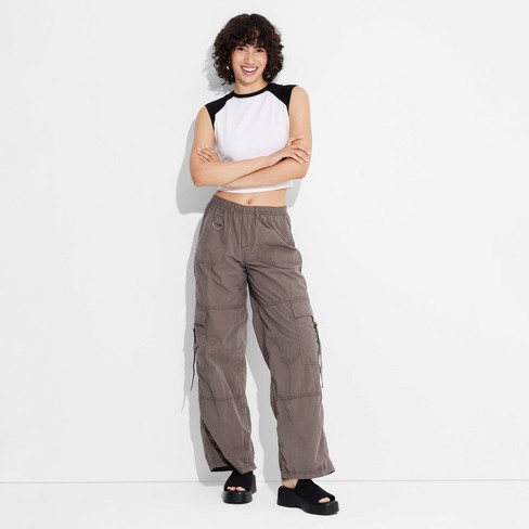 Wide leg utility fashion pants