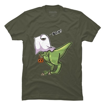 Men's Design By Humans Halloween Ghost Dinosaur By whynot007 T-Shirt