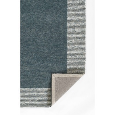 Handmade Blue Wool Runner Rug with Cotton Backing