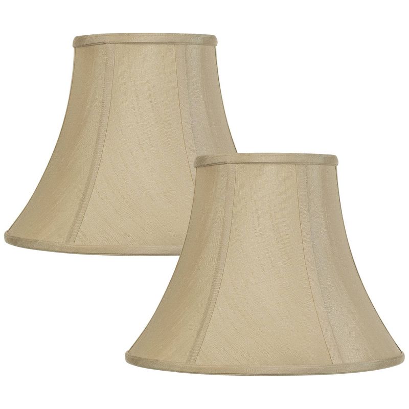 Imperial Shade Set of 2 Taupe Medium Bell Lamp Shades 7" Top x 14" Bottom x 11" High (Spider) Replacement with Harp and Finial, 1 of 8