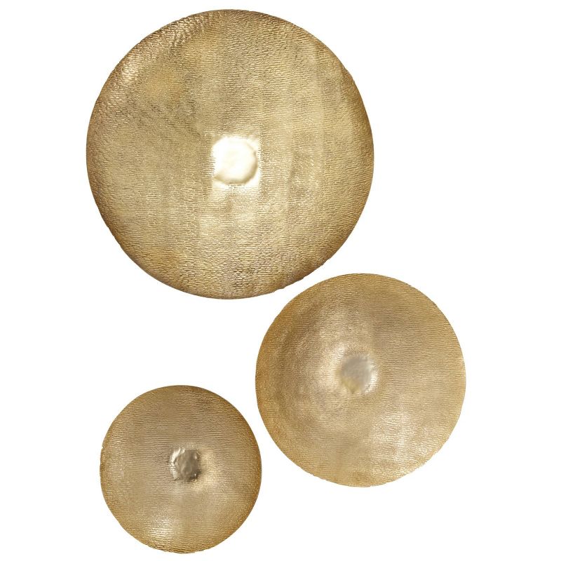 Set of 3 Metal Plate Large Metallic Disk Wall Decors - Olivia & May, 1 of 16