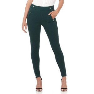 Rekucci Women's Secret Figure Pull-On Stretchy Knit Skinny Pants – Office Yoga Style, Tummy Control, Professional Look - Hunter Green, 2 - 1 of 4