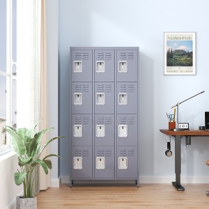 ACEPANO 72 in. H Metal Storage Cabinet with 12 Doors & Locks for Home, Office & School-Gray - 1 of 4