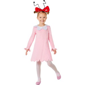 Dr. Seuss Toddler the Grinch Cindy Lou Who Costume Dress and Headband Pink - 1 of 2