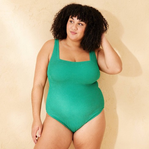 Women's Pucker Textured Square Neck Full Coverage One Piece Swimsuit - Shade & Shore™ - image 1 of 3