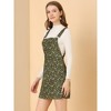 INSPIRE CHIC Women's Adjustable Strap Pinafore Bib Corduroy Overalls Floral Dress - 4 of 4