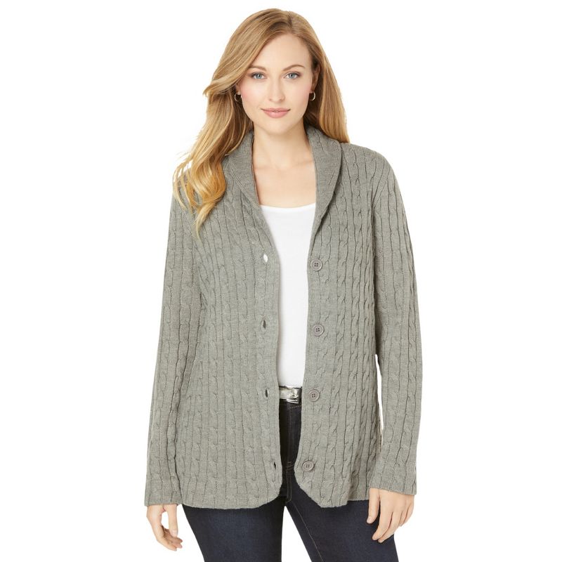 Jessica London Women's Plus Size Cable Blazer Sweater, 1 of 2