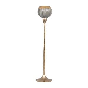 Elegant Metal & Glass Candle Holder - Glam Pillar & Taper Stand for Home, Office, Bedroom, Living Room Decor - 24" Black & Gold - 1 of 4