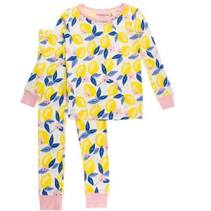 RuffleButts SoftSnooze Big Girls Ruffle Long Sleeve Pajama Set - 1 of 4