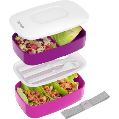 Classic Bento Box, Stackable 3-Compartment Lunch Box with Removable Utensil Set and Sealing Strap, BPA-Free, Food Container Ideal