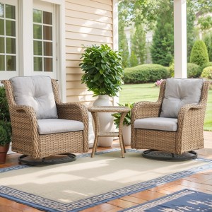 Gymojoy Outdoor Swivel Chairs with Side Table Glider Chairs Set of 3 - 1 of 4