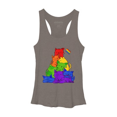 Adult Design By Humans Cat Pile Rainbow Pride Flag By ACEGlobal Racerback Tank Top