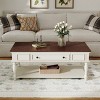 Farmhouse Coffee Table, Retro Movable Table with Wheels, Rectangular Center Table for Living Room – The Pop Home - 2 of 4