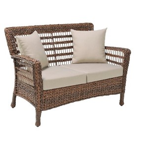 Jiallo  Modern Concept Faux Sea Grass Resin Rattan Patio Loveseat Chair - 1 of 2