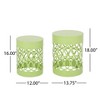 VisioGear Patio End Tables, 2-pcs Patio End Tables, Indoor Outdoor Nesting End Carved Trellis Design Side Table, Green, 13.75"*13.75"*18" - 2 of 4