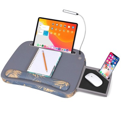 Sofia + Sam Multi-tasking Memory Foam Lap Desk with Tropical Grey Pattern