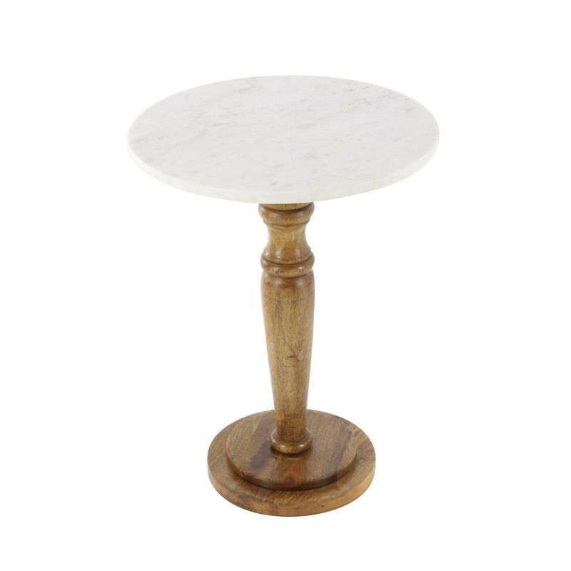 Mango Wood and Marble Accent Table White - Olivia &#38; May, 1 of 10