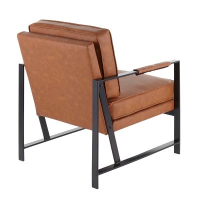 Franklin Geometric Black Metal & Camel Faux Leather Armchair