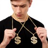 Joyfy 2 pcs Dollar Gold Pendant Chains Necklaces, Hip Hop Money Dollar Sign Chain Necklace Jewelry Halloween Accessory for Men Women Dress Up Party - 4 of 4