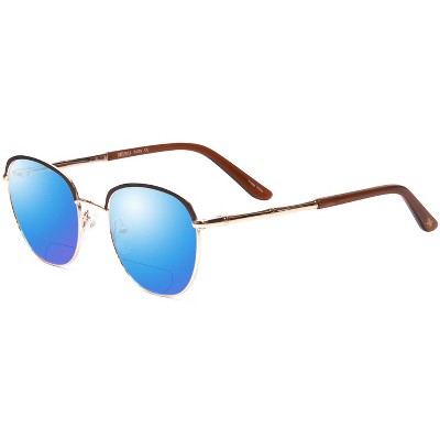 Scott&Zelda SZ7429 Unisex Polarize Bi-Focal Sunglass 41 OPTION Black Silver 50mm Blue Mirror +1.00
