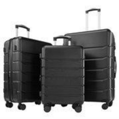 Syemin Luggage, 3-Piece Luggage Set, with Dual Spinner Wheels and TSA Lock, Hard Shell for Business, Vacation, Travel, Black, 18"*12"*29.5"