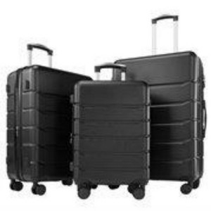 Syemin Luggage, 3-Piece Luggage Set, with Dual Spinner Wheels and TSA Lock, Hard Shell for Business, Vacation, Travel, Black, 18"*12"*29.5" - 1 of 2