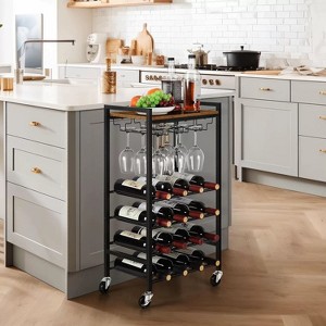 SUGIFT Freestanding Wine Rack Rustic Wine Holder Stand with Storage for Kitchen, Dining Room, Bar, and More - 1 of 4