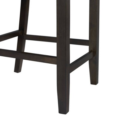 Walnut Finish Faux Leather Upholstered Counter Stools, Set of 2